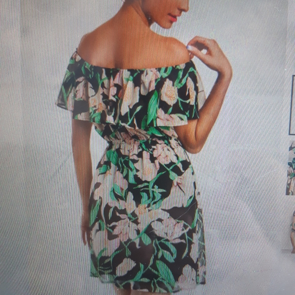 Black Floral Ruffle Sleeve Dress - Picture 3 of 4